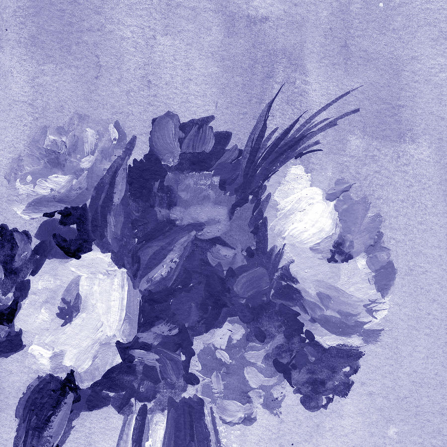 Fresh Monochrome Flowers In Purple Blue Very Peri Modern Interior Design XX Painting by Irina Sztukowski