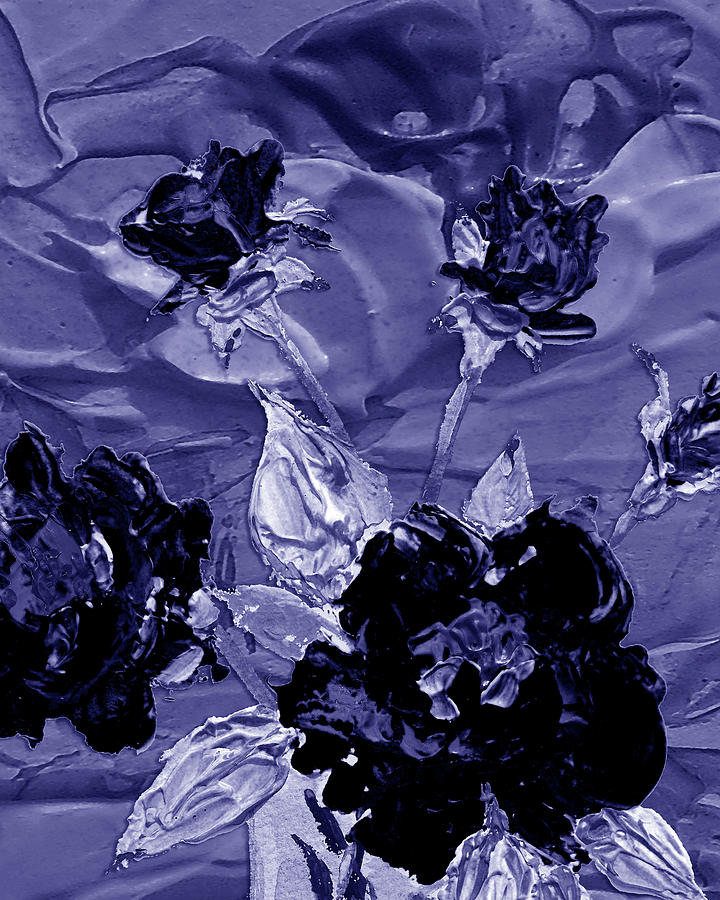 Fresh Monochrome Flowers In Purple Blue Very Peri Modern Interior Design XXIX Painting by Irina Sztukowski