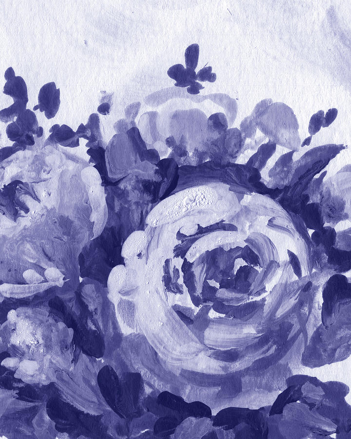 Fresh Monochrome Flowers In Purple Blue Very Peri Modern Interior Design XXVI Painting by Irina Sztukowski