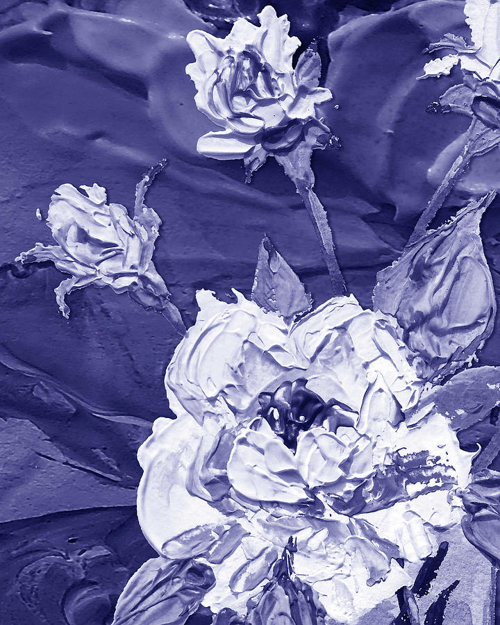 Fresh Monochrome Flowers In Purple Blue Very Peri Modern Interior Design XXVII Painting by Irina Sztukowski