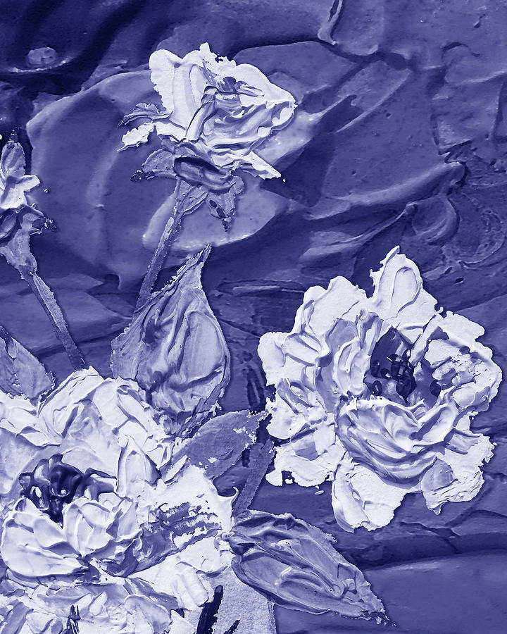 Fresh Monochrome Flowers In Purple Blue Very Peri Modern Interior Design XXVIII Painting by Irina Sztukowski