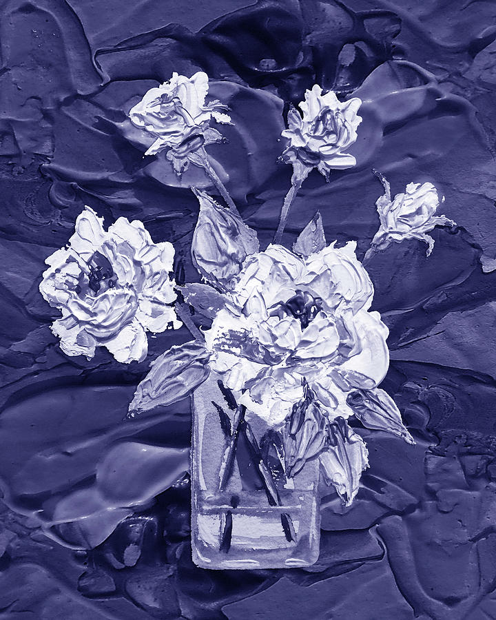 Fresh Monochrome Flowers In Purple Blue Very Peri Modern Interior Design XXX Painting by Irina Sztukowski