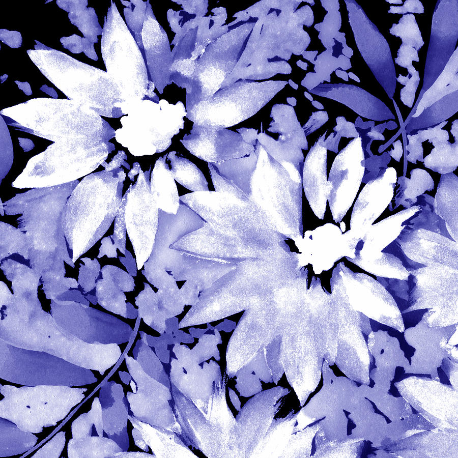 Fresh Monochrome Flowers In Purple Blue Very Peri Modern Interior Design XXXV Painting by Irina Sztukowski