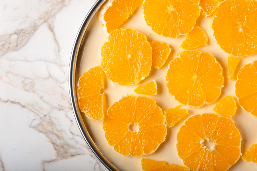 Fresh orange tart - top view Photograph by Sebastian Radu