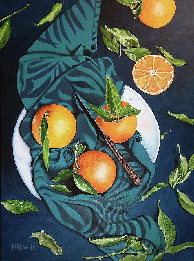 Fresh Oranges Painting by Marilyn Borne
