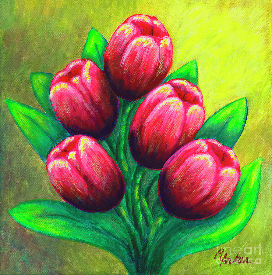 Fresh Picked Tulips Painting by Rebecca Parker