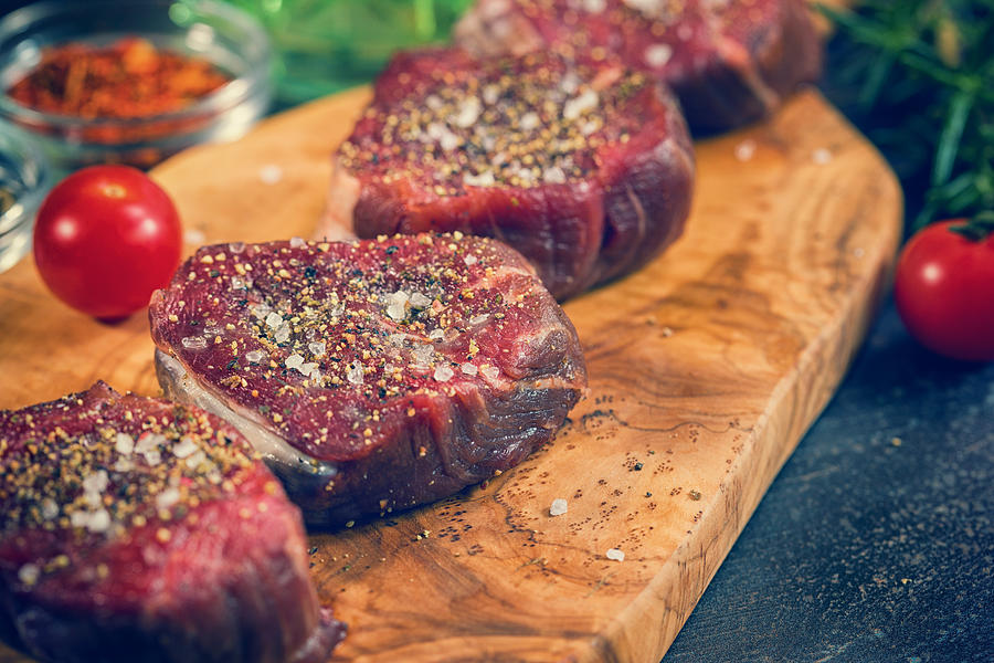 Fresh Raw Beef Steak Fillet Photograph by Kajakiki