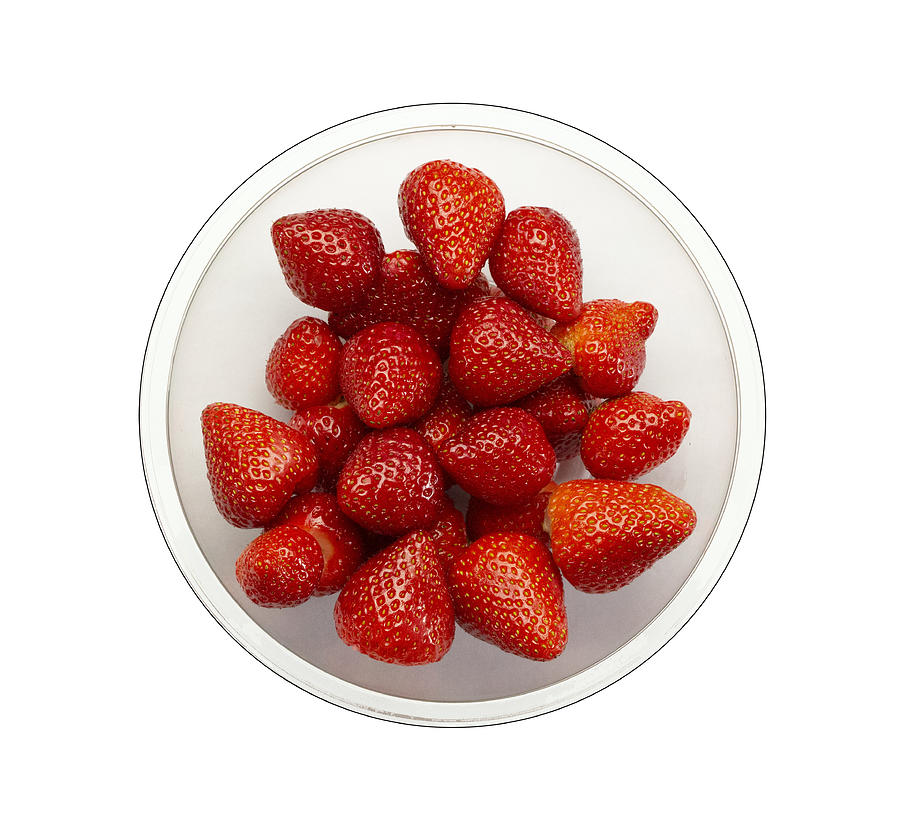 Fresh Red Strawberries overhead view of fruit bowl Photograph by Tom Conway