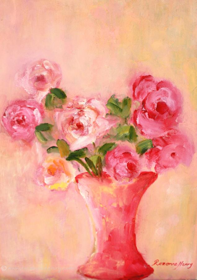 Rose Painting - Fresh roses by Rozanne Henry