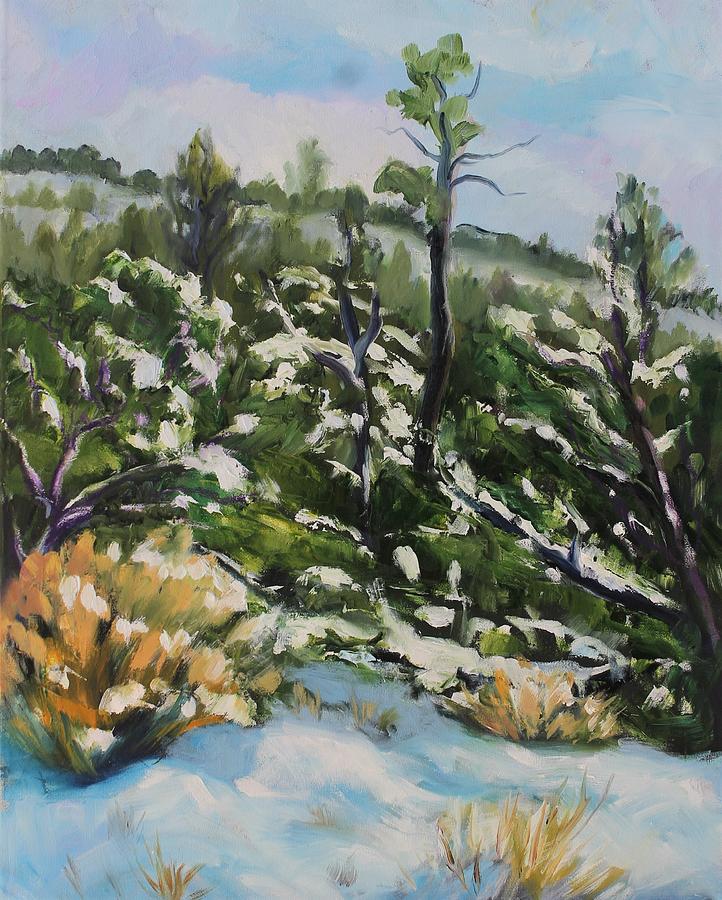 Fresh Snow near Mt. Taylor, NM Painting by Marian Berg