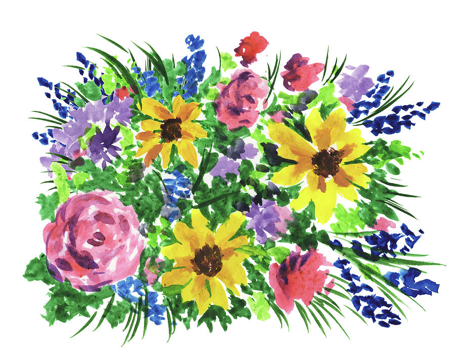 Fresh Spontaneous Watercolor Impressionism Flowers Bouquet Painting by ...