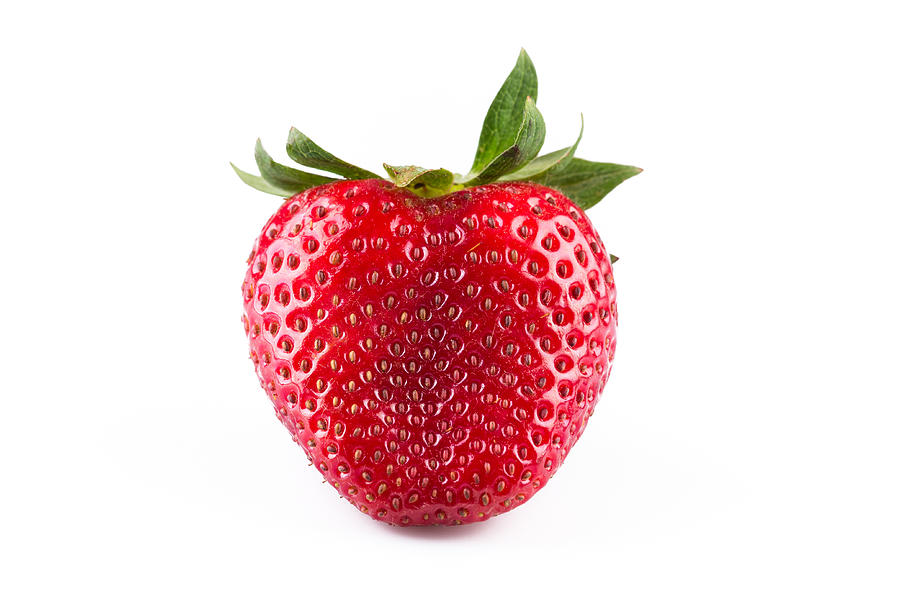 Fresh strawberries were placed on a white background Photograph by R.Tsubin