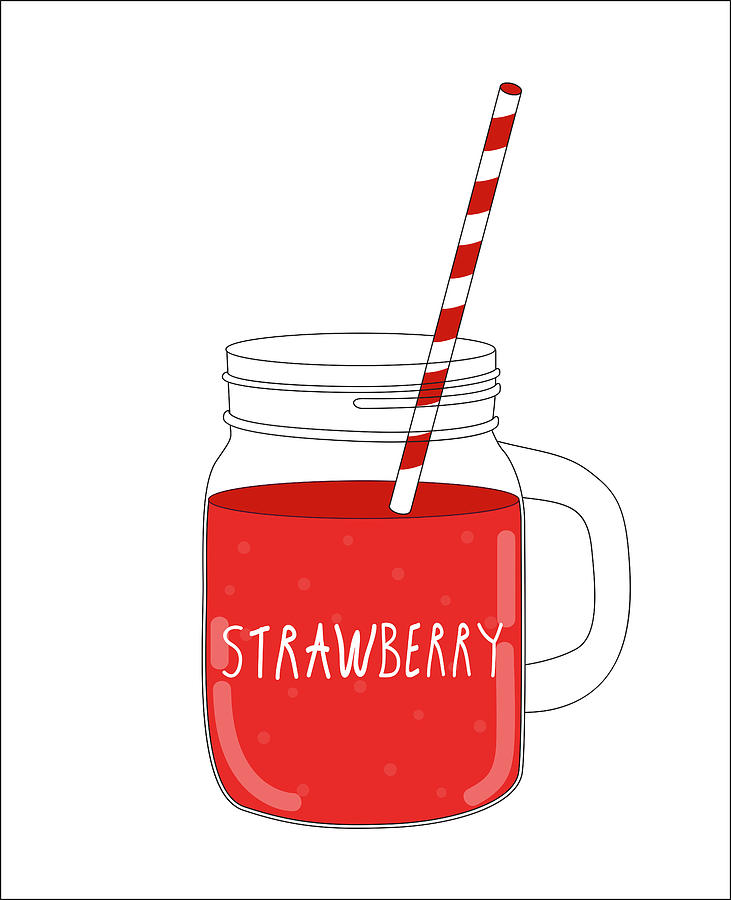 Fresh Strawberry Smoothie. Healthy Food. Vector Illustration Drawing by Olegganko