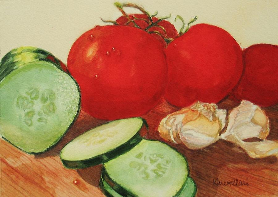 Fresh Veggies Painting by Karen Ilari