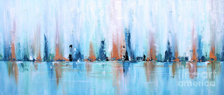 Fresh Water Abstract Painting - horizontal Painting by Annie Troe