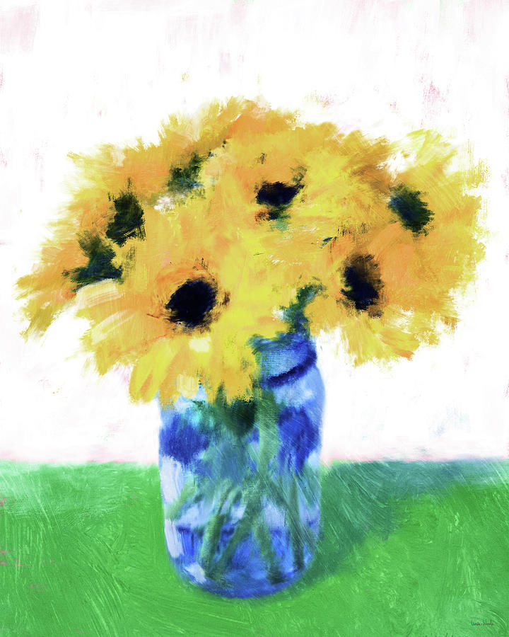 Fresh Yellow Flowers- Art by Linda Woods Mixed Media by Linda Woods