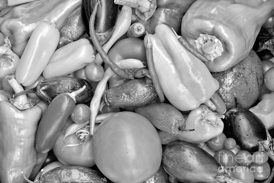 Freshly Picked Vegetables Black And White Photograph by Adam Jewell