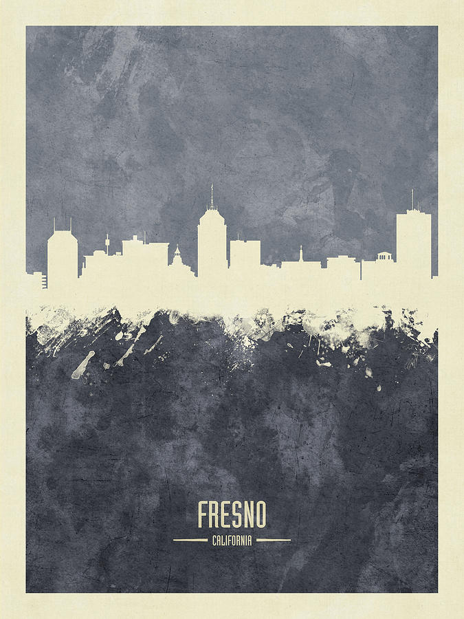 Fresno Digital Art - Fresno California Skyline #40 by Michael Tompsett