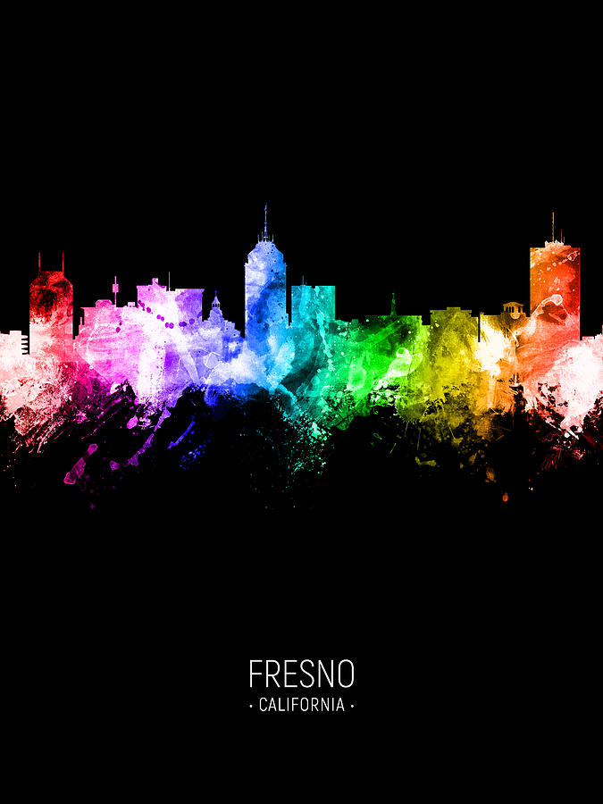 Fresno Digital Art - Fresno California Skyline #63 by Michael Tompsett
