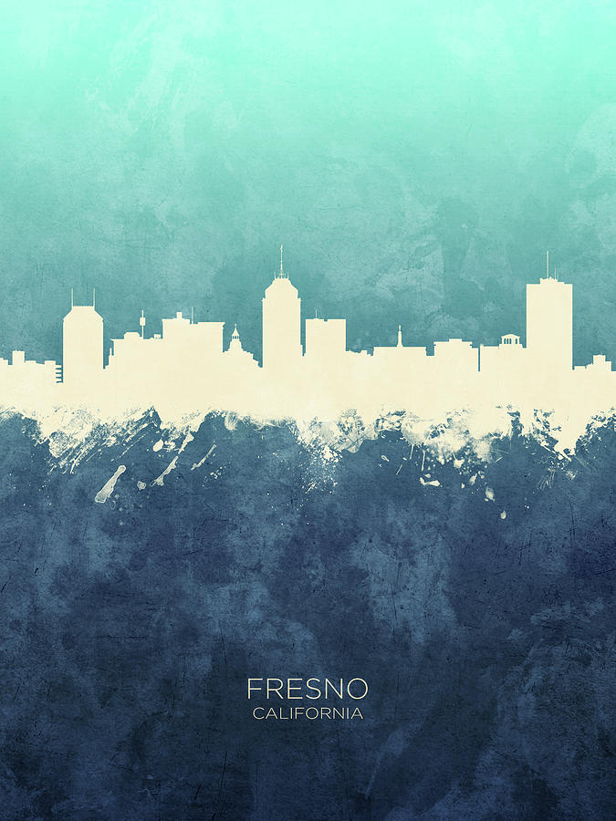 Fresno Digital Art - Fresno California Skyline #85 by Michael Tompsett