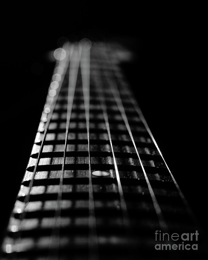 Frets and Cords Black and White Abstract Still Life Guitar Photograph Photograph by PIPA Fine Art - Simply Solid