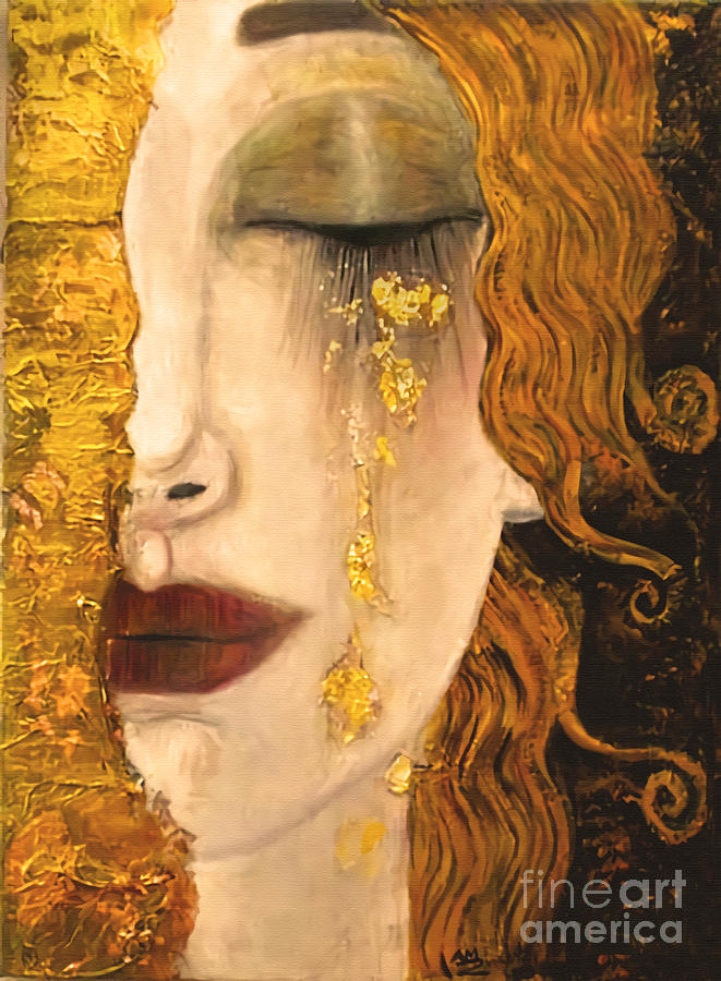 Gustav Klimt Painting - Freya s tears - Golden tears by Bebi Chic