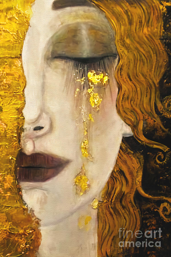 Freyas Tears Of Gold Gustav Klimt Inspired Digital Art by Carlos V