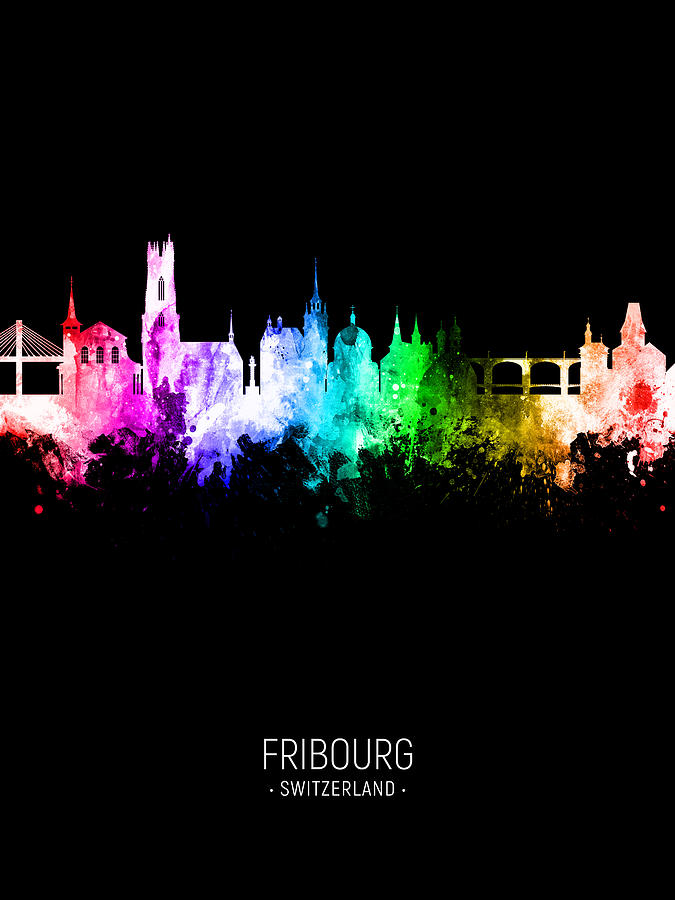 Fribourg Switzerland Skyline #07 Digital Art by Michael Tompsett