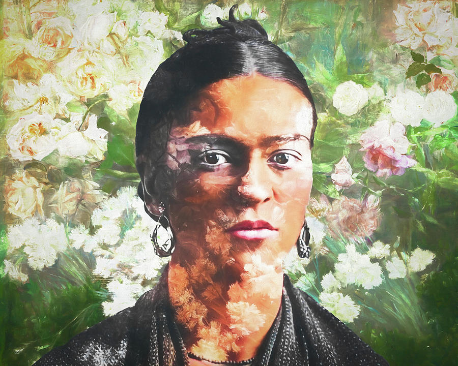 Frida And Flowers Painting by Dan Sproul