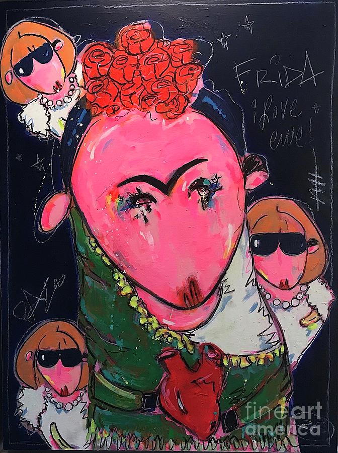 Frida I Love Ewe Painting by Ricky Sencion