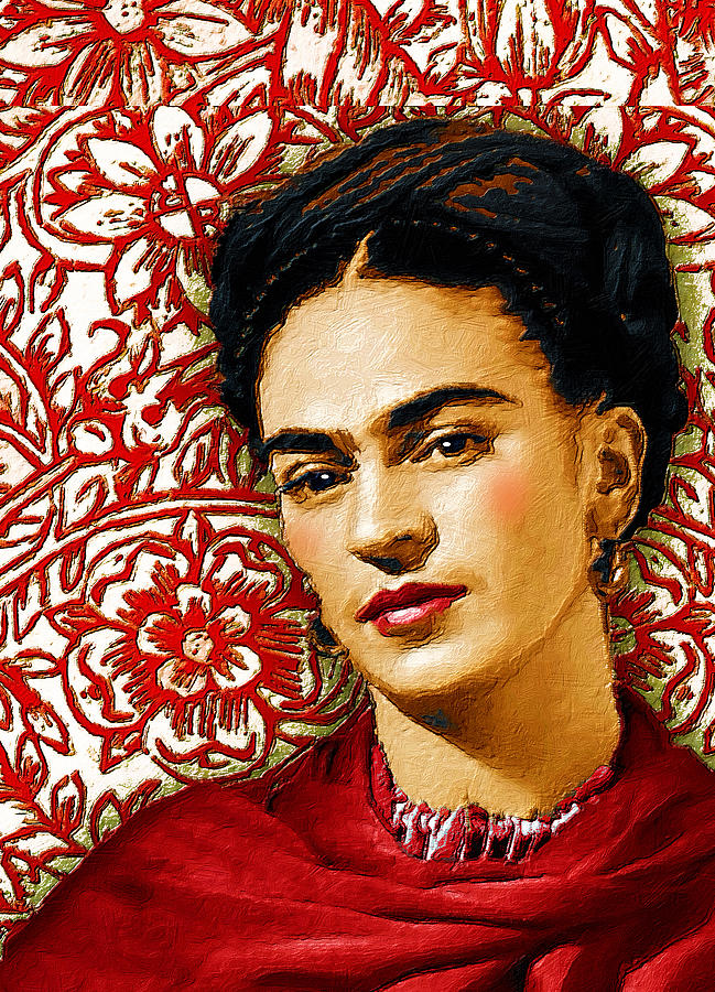 Louvre Painting - Frida Kahlo 2 Red by Tony Rubino