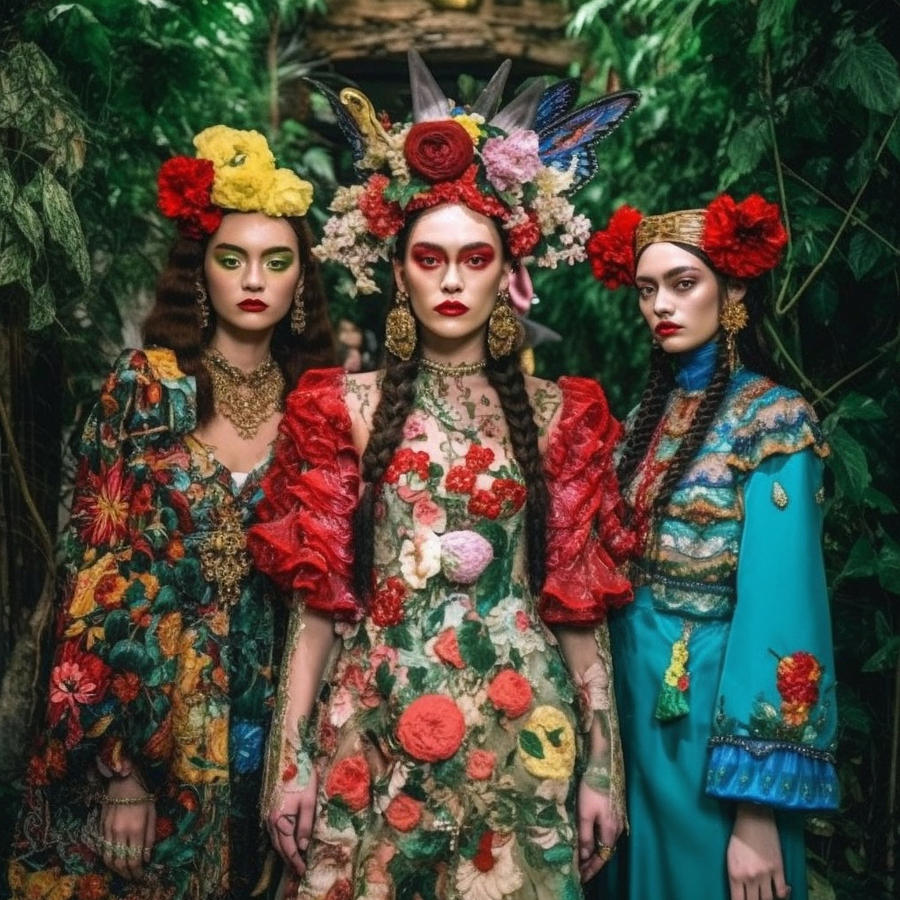 Fantasy Painting - Frida  Kahlo  A  fashion  show  by  Gucci  inspired  by Asar Studios by Celestial Images