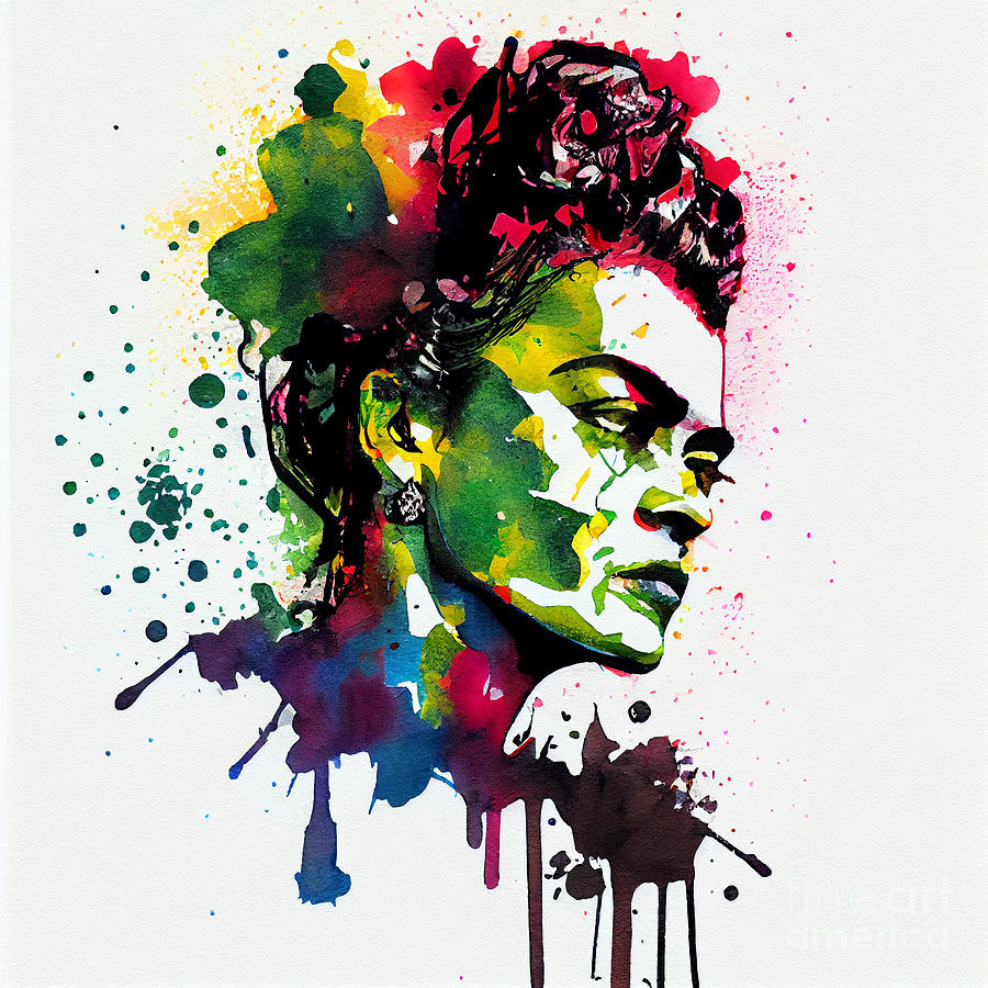 Frida  Kahlo  Abstract Black  Outline  Details  Bold  By Asar Studios Digital Art