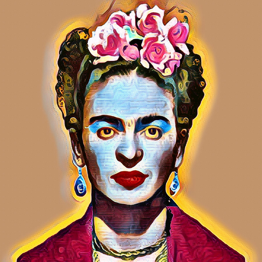 Frida Kahlo Andy Warhol 2 Pop Painting by Tony Rubino