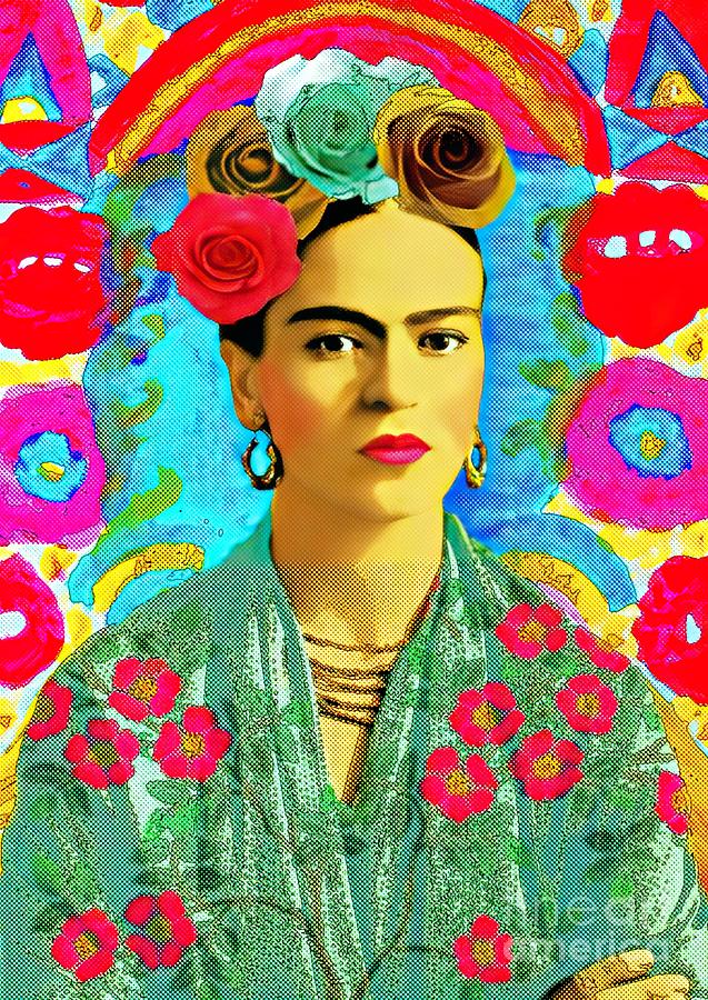 Frida Kahlo Colorful Floral Painting by Reynolds Julie - Fine Art America