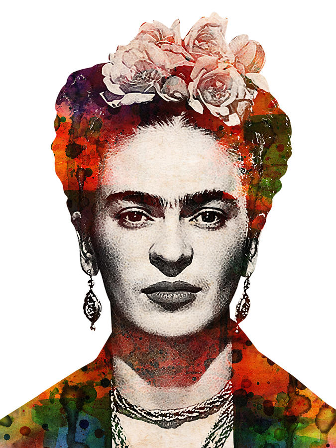 Frida Kahlo Colorful Watercolor Portrait No Background Digital Art