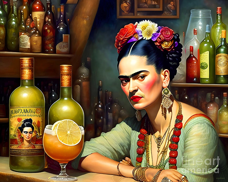 Frida Kahlo Enjoying A Margarita At The Local Cantina 20230127f Mixed Media by Wingsdomain Art and Photography