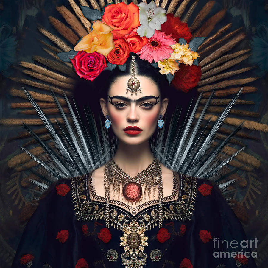 Flower Digital Art - Frida Kahlo Gothic Art by Mark Ashkenazi