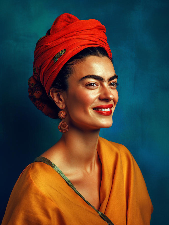 Frida Kahlo happy and smiling Surreal Cinematic ef bdb e aaff ff, by ...