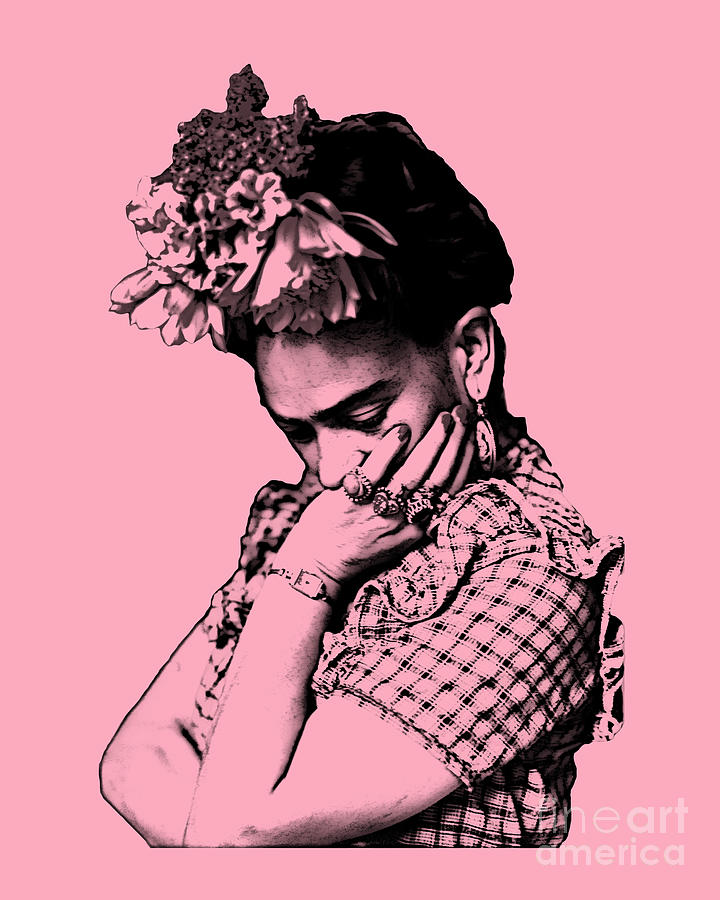 Diego Rivera Digital Art - Frida Kahlo in black and pink by Madame Memento