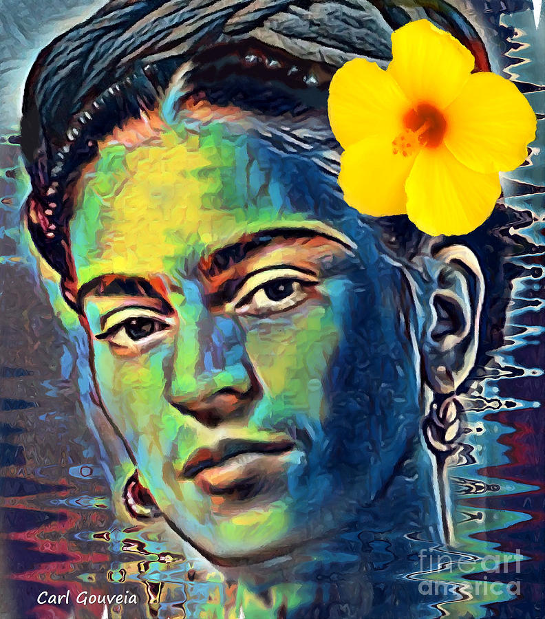 Frida Kahlo in color Mixed Media by Carl Gouveia