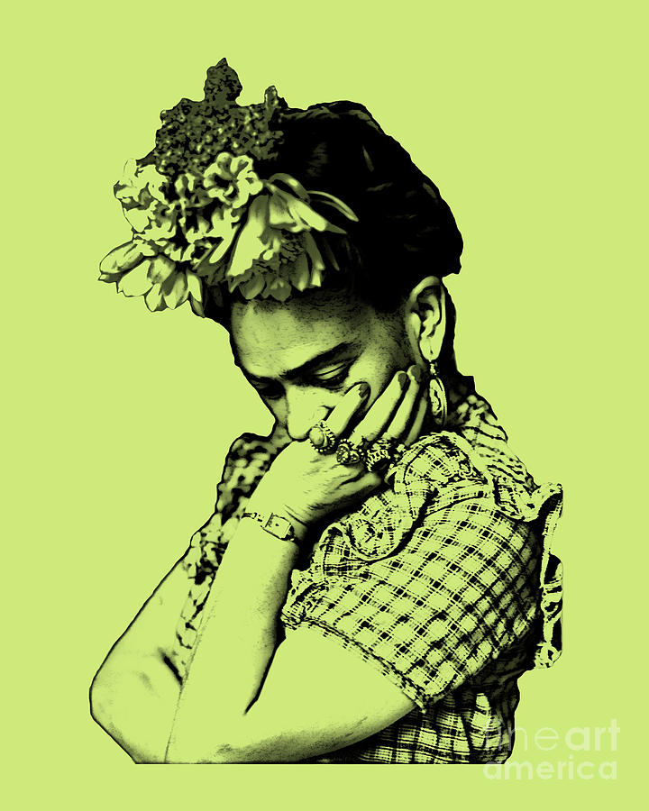 Diego Rivera Digital Art - Frida Kahlo in green and black by Madame Memento
