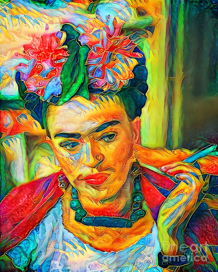 Frida Kahlo In Vibrant Abstract Ddg008 20200422 Photograph by Wingsdomain Art and Photography