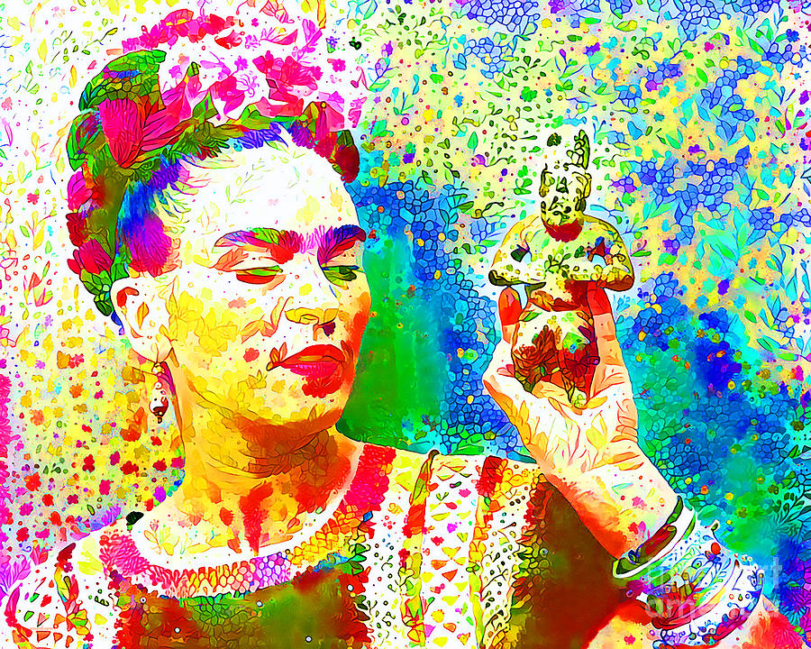 Frida Kahlo in Vibrant Colorful Flowers 20200827 Photograph by Wingsdomain Art and Photography