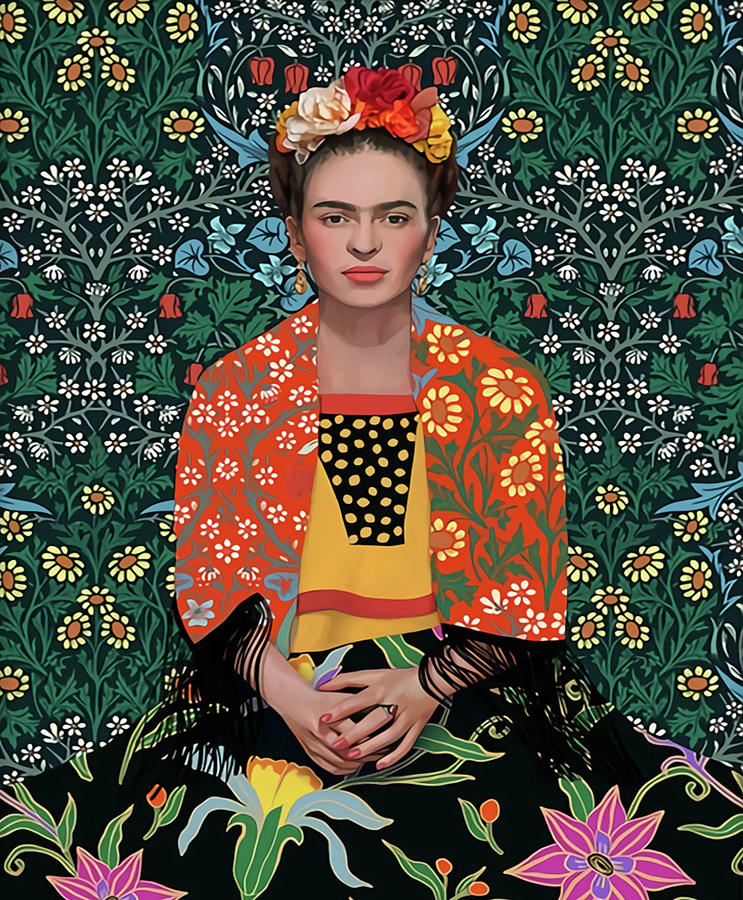 Frida Kahlo Portrait Flowers Art Digital Art by Amelia Ros | Fine Art ...