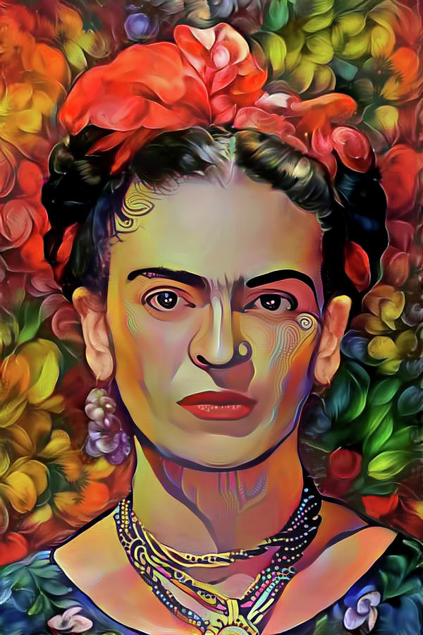 Frida Kahlo Portrait Mixed Media by Peggy Collins