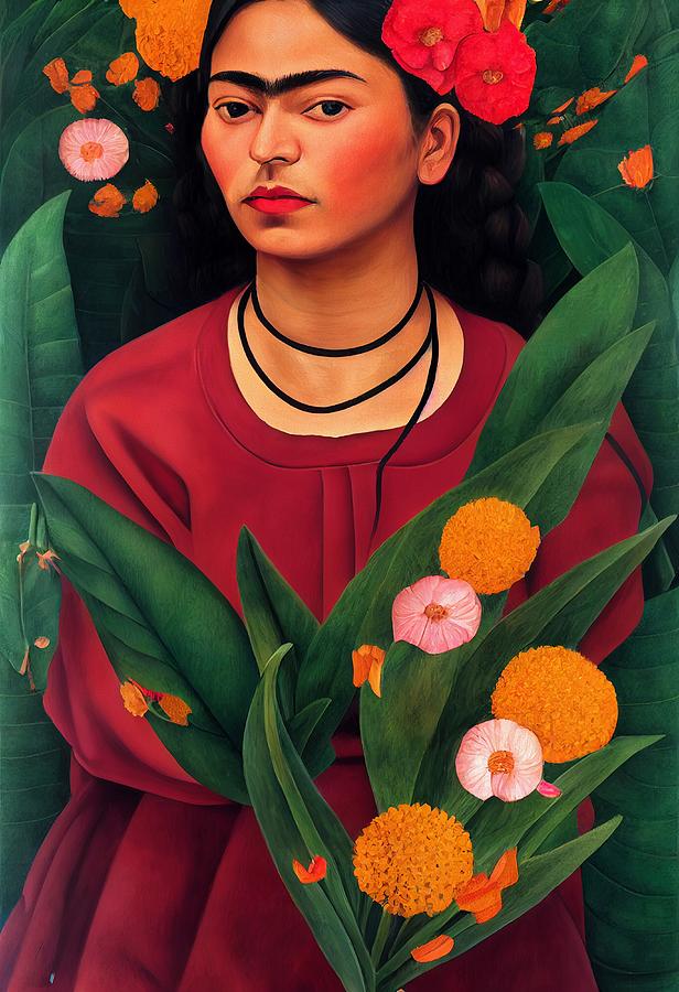 Frida Kahlo Portrait Painting by Vincent Monozlay