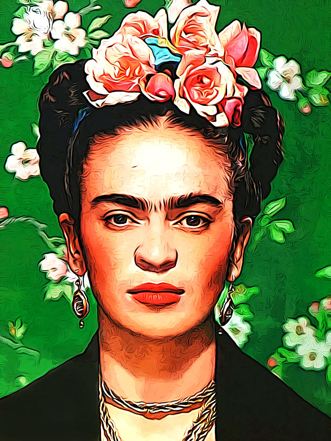 Frida Kahlo Poster vintage green Painting by Thompson Frank - Fine Art ...