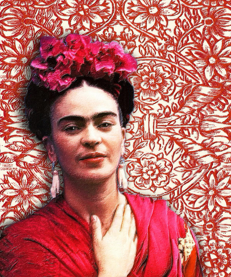 Frida Kahlo Red 2 Painting by Tony Rubino