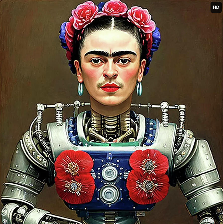 Frida Kahlo Robot Painting by Tony Rubino
